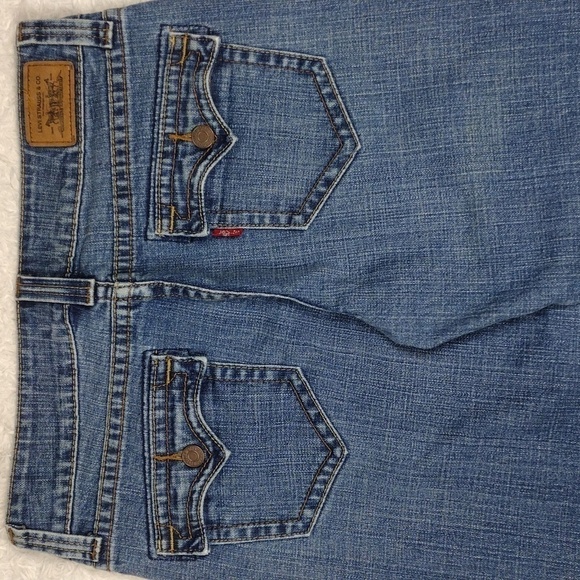 Levi's 515 Flare Blue Medium Wash Five Pocket Mid Rise Flare Leg Denim Jean - Picture 12 of 16